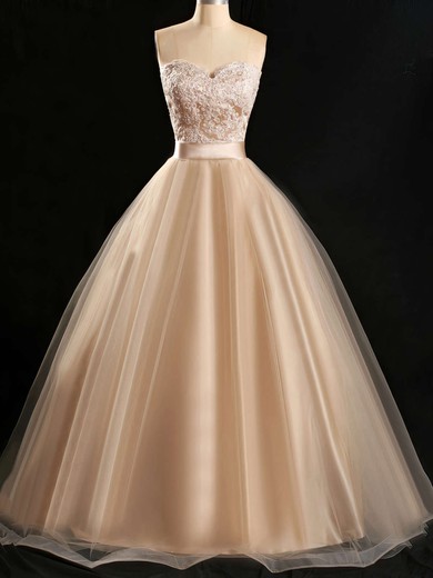 Ball Gown Sweetheart Tulle Floor-length Appliques Lace Prom Dresses #UKM020102180