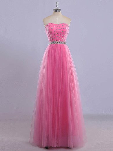 Princess Sweetheart Floor-length Tulle Crystal Detailing Prom Dresses #UKM020102200
