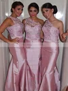 One Shoulder Taffeta with Lace Sexy Trumpet/Mermaid Bridesmaid Dresses #UKM01012750
