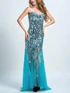 Sheath/Column Tulle Sweep Train Crystal Detailing Lace-up Sparkly Prom Dress #UKM020102278