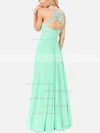 Affordable Scoop Neck Lace Chiffon with Pleats Long Bridesmaid Dresses #UKM01012795
