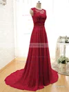 Scoop Neck Chiffon Appliques Lace Court Train Sage Fashion Bridesmaid Dresses #UKM01012804
