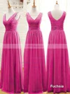 For Less Chiffon Floor-length Ruffles Sage V-neck Bridesmaid Dresses #UKM01012807
