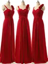 A-line Burgundy Sweetheart Chiffon Ruffles Newest Bridesmaid Dresses #UKM01012808