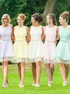 Short/Mini A-line Satin Tulle with Bow Open Back Bridesmaid Dresses #UKM01012816