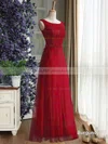 Latest Scoop Neck Lace Tulle Floor-length Ruffles Bridesmaid Dress #UKM01012889