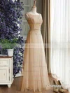 Latest Scoop Neck Lace Tulle Floor-length Ruffles Bridesmaid Dress #UKM01012889