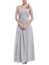 One Shoulder Chiffon Floor-length Flower(s) Women Bridesmaid Dress #UKM01012896