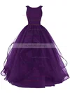 Ball Gown Scoop Neck Organza Floor-length Beading Prom Dresses #UKM020102390
