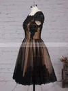 Ball Gown Square Neckline Tulle Knee-length Appliques Lace Prom Dresses #UKM020102564