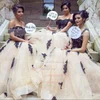 A-line Off-the-shoulder Tulle Floor-length Appliques Lace Unique Bridesmaid Dress #UKM01012926