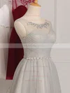Junior A-line Scoop Neck Tulle Short/Mini Ruffles White Bridesmaid Dresses #UKM01012948