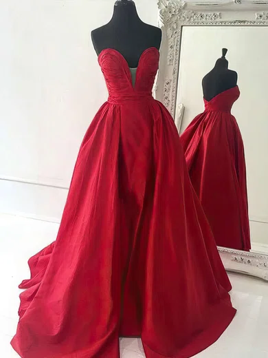 Ball Gown Strapless Satin Prom Dresses With Ruched #UKM020102672
