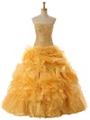 Ball Gown Strapless Organza Floor-length Beading Graceful Prom Dresses #UKM020102692