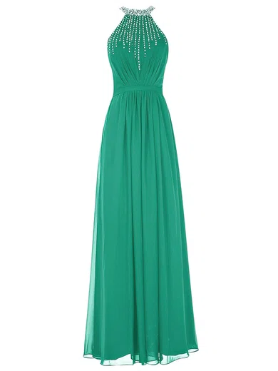 A-line Scoop Neck Chiffon Cut Out Prom Dresses With Beading #UKM020102731
