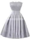 A-line Strapless Satin Knee-length Appliques Lace Classic Bridesmaid Dresses #UKM01012957