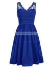 Wholesale A-line V-neck Chiffon Knee-length Lace Bridesmaid Dresses #UKM01012958