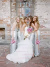 Sparkly Sheath/Column V-neck Sequined Floor-length Split Front Bridesmaid Dresses #UKM01012961