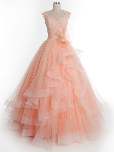 Princess Sweetheart Tulle Floor-length Appliques Lace Classy Prom Dresses #UKM020102629