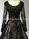 Ball Gown Scoop Neck Court Train Lace Appliques Lace Prom Dresses #UKM020102642
