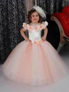 Ball Gown Scoop Neck Tulle Floor-length Flower(s) Classic Flower Girl Dresses #UKM01031926