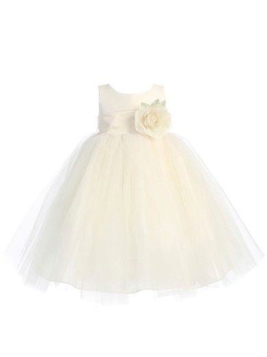 Ball Gown Scoop Neck Tulle Floor-length Sashes / Ribbons Boutique Flower Girl Dresses #UKM01031934