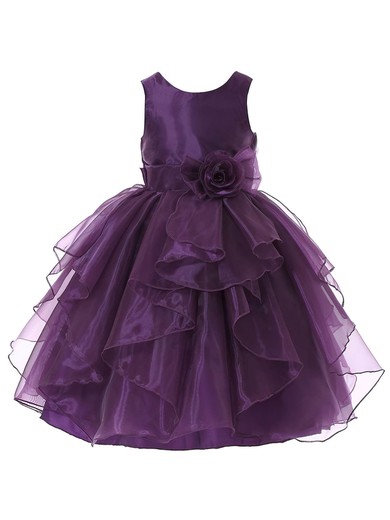 Ball Gown Scoop Neck Organza Floor-length Sashes / Ribbons Beautiful Flower Girl Dresses #UKM01031937