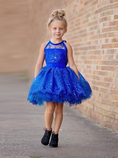 Ball Gown Scoop Neck Tulle Appliques Lace Short/Mini Different Flower Girl Dresses #UKM01031950