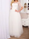 Ball Gown/Princess Illusion Tulle Floor-length Wedding Dresses With Lace #UKM00022525