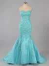 Trumpet/Mermaid Sweetheart Tulle Sweep Train Beading Prom Dresses #ZPUKM020100135