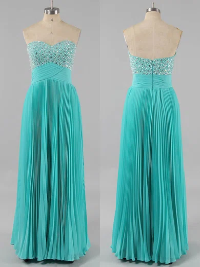 A-line Sweetheart Chiffon Floor-length Beading Prom Dresses #ZPUKM02013425