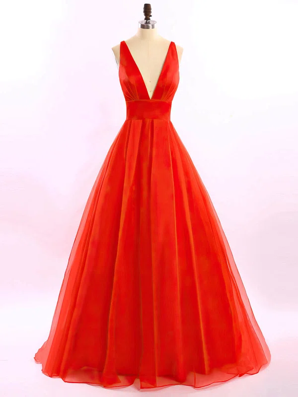 Ball Gown V-neck Organza Floor-length Prom Dresses #ZPUKM02016471