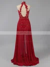 A-line High Neck Chiffon Detachable Beading Prom Dresses #ZPUKM02016734