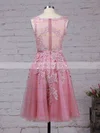 A-line Scoop Neck Tulle Knee-length Beading Prom Dresses #ZPUKM020102050