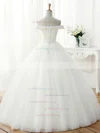 Ball Gown Off-the-shoulder Tulle Sashes / Ribbons Floor-length Original Wedding Dresses #UKM00022672