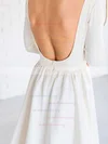 Simple A-line Scoop Neck Satin Ruffles Sweep Train Long Sleeve Backless Wedding Dresses #UKM00022674