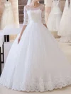 Ball Gown/Princess Illusion Tulle Floor-length Wedding Dresses With Appliques Lace #UKM00022680