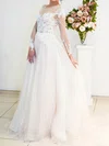 Ball Gown/Princess Illusion Tulle Sweep Train Wedding Dresses With Appliques Lace #UKM00022698