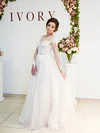 Ball Gown Illusion Tulle Sweep Train Wedding Dresses With Appliques Lace #UKM00022698