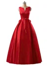 Princess Scoop Neck Satin Floor-length Sashes / Ribbons Prom Dresses #UKM020102746