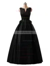 Princess Scoop Neck Satin Floor-length Sashes / Ribbons Prom Dresses #UKM020102746