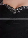 Sheath/Column Black Chiffon One Shoulder Split Front Beading Prom Dresses #UKM02014298