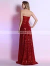 Fashionable Burgundy Sequined Sheath/Column Split Front Sweetheart Prom Dress #UKM02014302