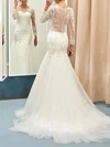 Trumpet/Mermaid Illusion Tulle Sweep Train Wedding Dresses With Appliques Lace #UKM00022732