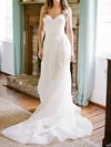 A-line Sweetheart Organza Sweep Train Wedding Dresses With Ruffles #UKM00022752