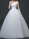 Ball Gown/Princess Off-the-shoulder Tulle Floor-length Wedding Dresses With Sashes / Ribbons #UKM00022760