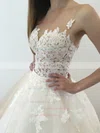 Ball Gown Sweetheart Tulle Appliques Lace Court Train Affordable Wedding Dresses #UKM00022773
