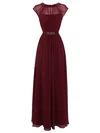 Wholesale A-line Scoop Neck Chiffon with Sashes / Ribbons Floor-length Prom Dresses #UKM020102884