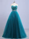 Princess Sweetheart Tulle Sequined Floor-length Beading Prom Dresses #UKM020102908