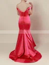 Trumpet/Mermaid Off-the-shoulder Satin Sweep Train Tiered Prom Dresses #UKM020102917